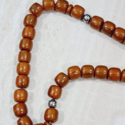 Vintage Faturan Masbaha Misbaha Islamic Dark Brown Tassel Bakelite Unique Islam Prayer Pray Handmade Hand shops Art Gemstone Gems Cherry Amber