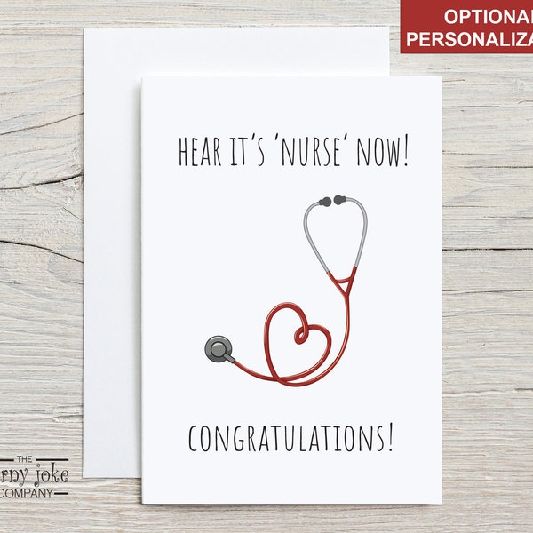 Nursing Graduation Card, Funny New Nurse Card, Custom Medical School Graduate Card for Newly Qualified Nurse with optional personalization