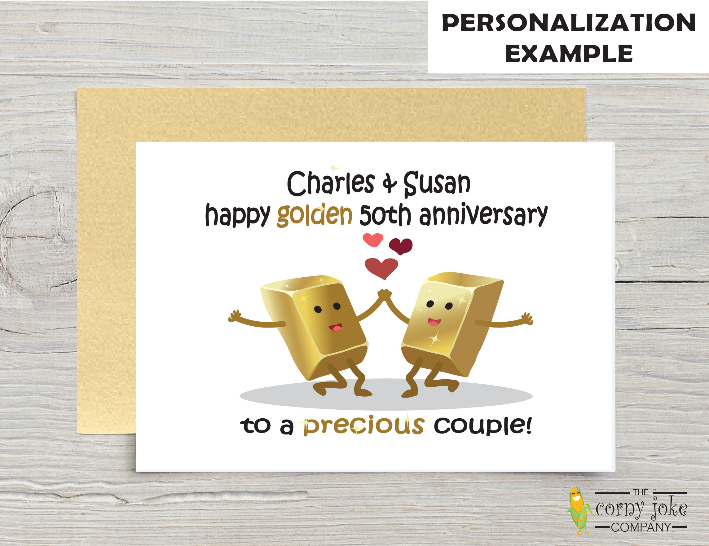 50th Anniversary Card, Golden Anniversary Gift for a Couple