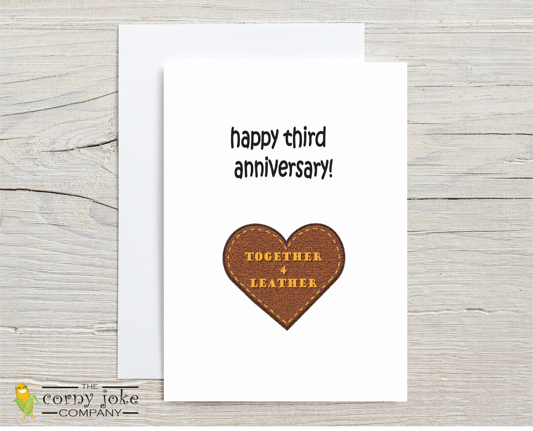 3rd Anniversary Card Funny Third Anniversary Card Leather - Etsy