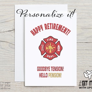 Carte de retraite de pompier, carte de pompier à la retraite, cadeau pour chef des pompiers qui prend sa retraite avec personnalisation facultative, cadeaux drôles de pompiers