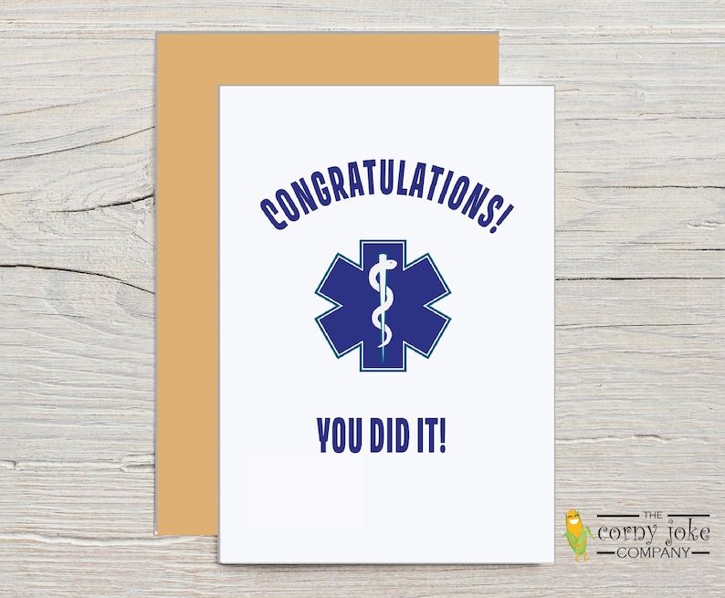 Congratulations First Aid Paramedic Graduation Card, EMT Promotion Gift, First Responder ...