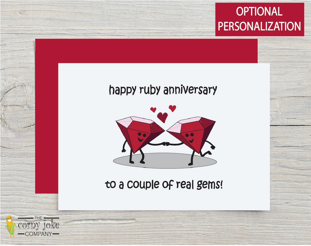 Funny Ruby 40th Anniversary Card for a Couple Ruby Anniversary Card