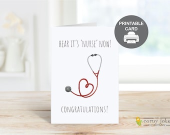 Printable Nursing Graduation Card for a New Nurse Graduate, Medical School Gift, PDF downloadable