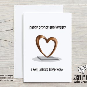 Bronze Anniversary Card for 8th Anniversary or 19th Anniversary, 8 Year Anniversary Card, Pun 19 Year Anniversary Gift for Husband or Wife