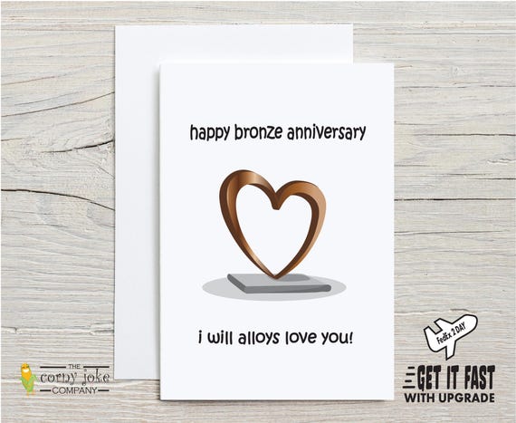 Bronze Anniversary Card for 8th Anniversary or 19th Anniversary, 8