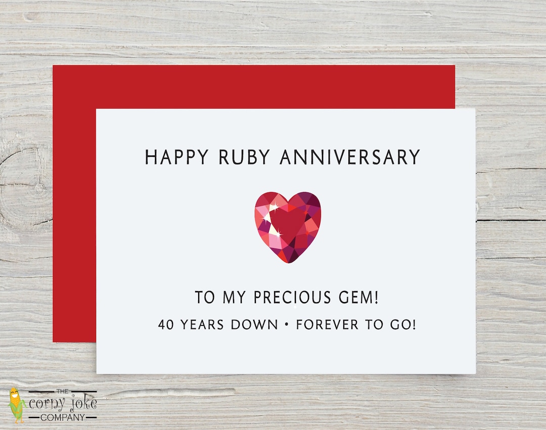 40th Anniversary Card for Husband or Wife, Ruby Anniversary Card, Funny ...