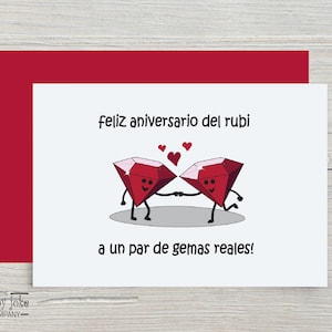Carte d'anniversaire de 40 ans en rubis espagnol pour un couple • Carte d'anniversaire de rubis amusante • Carte d'anniversaire de 40 ans • Carte d'anniversaire amusante • 40 ans