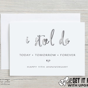 11th Anniversary Card, Steel Anniversary Card, 11 Year Anniversary Gift with Steel Do Pun, Funny Gift for Husband, him, Gift for Wife, her