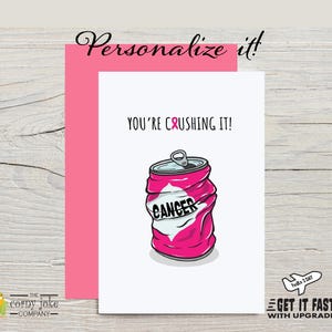 Carte de guérison du cancer du sein, cadeau de guérison du cancer pour un combattant en chimiothérapie, aide amusante pour soigner le combattant du cancer pour mastectomie avec personnalisation