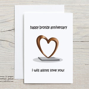 Biglietto d'auguri in bronzo per l'ottavo o il diciannovesimo anniversario, biglietto d'auguri per l'ottavo anniversario, regalo di anniversario di 19 anni con gioco di parole per marito o moglie