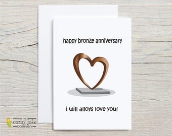 Bronze Anniversary Card for 8th Anniversary or 19th Anniversary • 8 Year Anniversary Card • Pun 19 Year Anniversary Gift for Husband or Wife