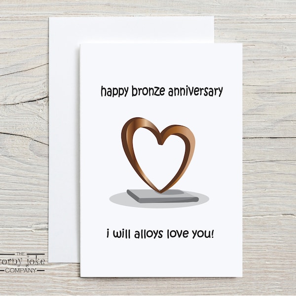 Bronze Anniversary Card for 8th Anniversary or 19th Anniversary • 8 Year Anniversary Card • Pun 19 Year Anniversary Gift for Husband or Wife