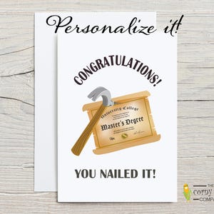 Tarjeta de graduación de maestría, regalo de graduación de maestría, tarjeta de graduación de maestría divertida y personalizada, personalización opcional, clase de 2025