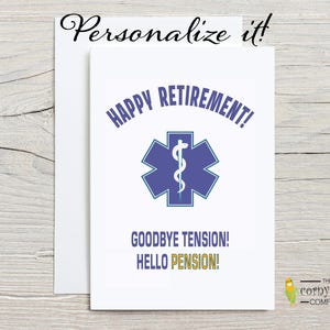 Carte de retraite d'ambulancier paramédical, carte de célébration de l'ambulance à la retraite, cadeau pour une infirmière ou un secouriste qui prend sa retraite, avec personnalisation facultative