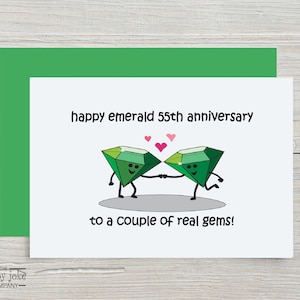 55th Anniversary Card, Emerald Anniversary Gift for a Couple, Parents