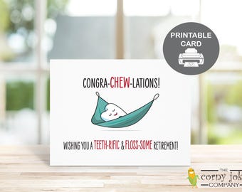 Printable Dentist Retirement Card, Funny Gift for Retiring Dentist or Dental Technician, PDF Downloadable