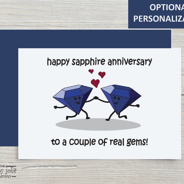 45th Anniversary Card, Sapphire Anniversary Card for a Couple or Parents with Optional Personalization, 45 Years Anniversary Gift