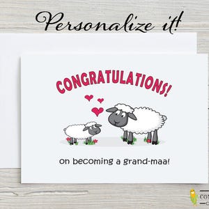 Nouvelle carte grand-mère, premier cadeau petit-enfant pour une nouvelle grand-mère, faire-part de bébé, cadeau drôle promu grand-mère avec un mouton jeu de mots