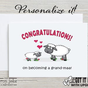 New Grandma Card, First Grandchild Gift for New Grandmother, Baby Announcement Gift, Funny Promoted to Grandma Gift with Sheep Grandbaby Pun