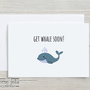 Carte de rétablissement avec une oeuvre d'art de baleine, carte de rétablissement amusante pour homme, femme ou enfant, cadeau de rétablissement mignon pour une récupération chirurgicale