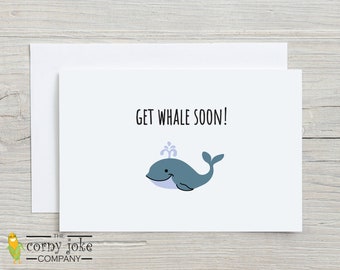 Get Well Soon Card with Whale Art Work, Funny Get well Card with Whale Pun for Men, Women, or Kids, Cute Get Well Gift for Surgery Recovery