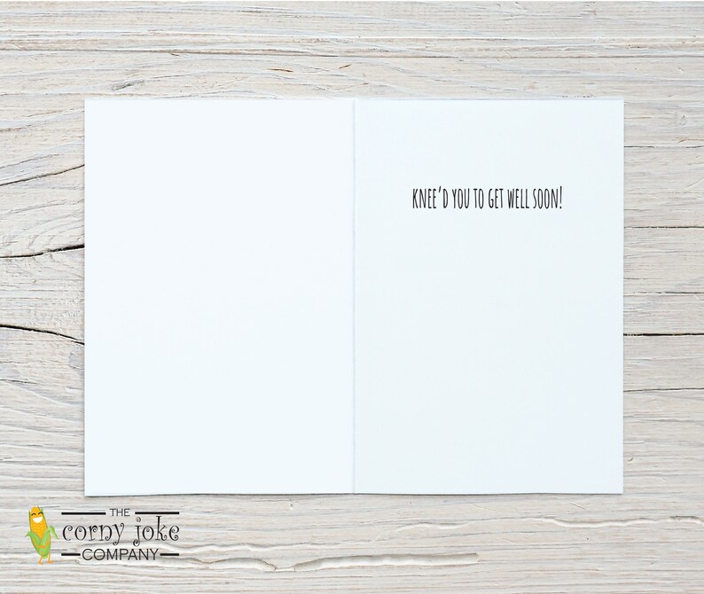 Funny Get Well Soon Card for Knee Replacement - Perfect for Knee Surgery Recovery With a Corny Knee Pun, from the Corny Joke Company with Inside Knee'd you to get well soon!