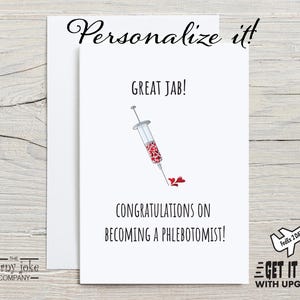 Phlebotomy Card, New Phlebotomist Gift with Fun Blood Pun, Nursing Graduation, optional personalization