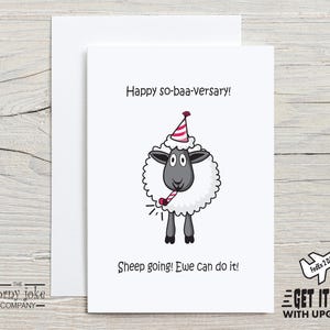 Tarjeta de aniversario de sobriedad, divertida tarjeta de sobriedad con juego de palabras de ovejas, recuperación de adicciones, regalo de aliento para quienes siguen sobrios, tarjeta de aniversario de AA, 1 año de sobriedad