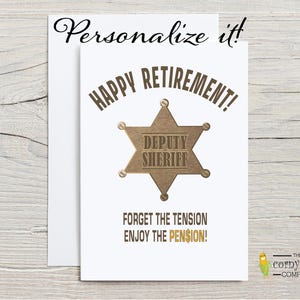 Carta di pensionamento dello sceriffo aggiunto, carta di celebrazione del pensionamento, regalo per agente di polizia in pensione con personalizzazione opzionale, regali divertenti per poliziotti