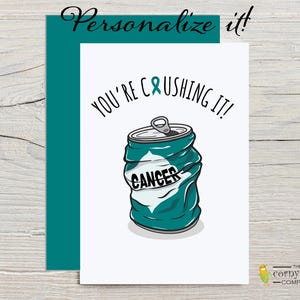 Carte de guérison du cancer de l'ovaire, cadeau de rétablissement du cancer bleu sarcelle pour combattant de la chimiothérapie, cadeau amusant pour soutenir une ovariectomie, encouragement de l'omental