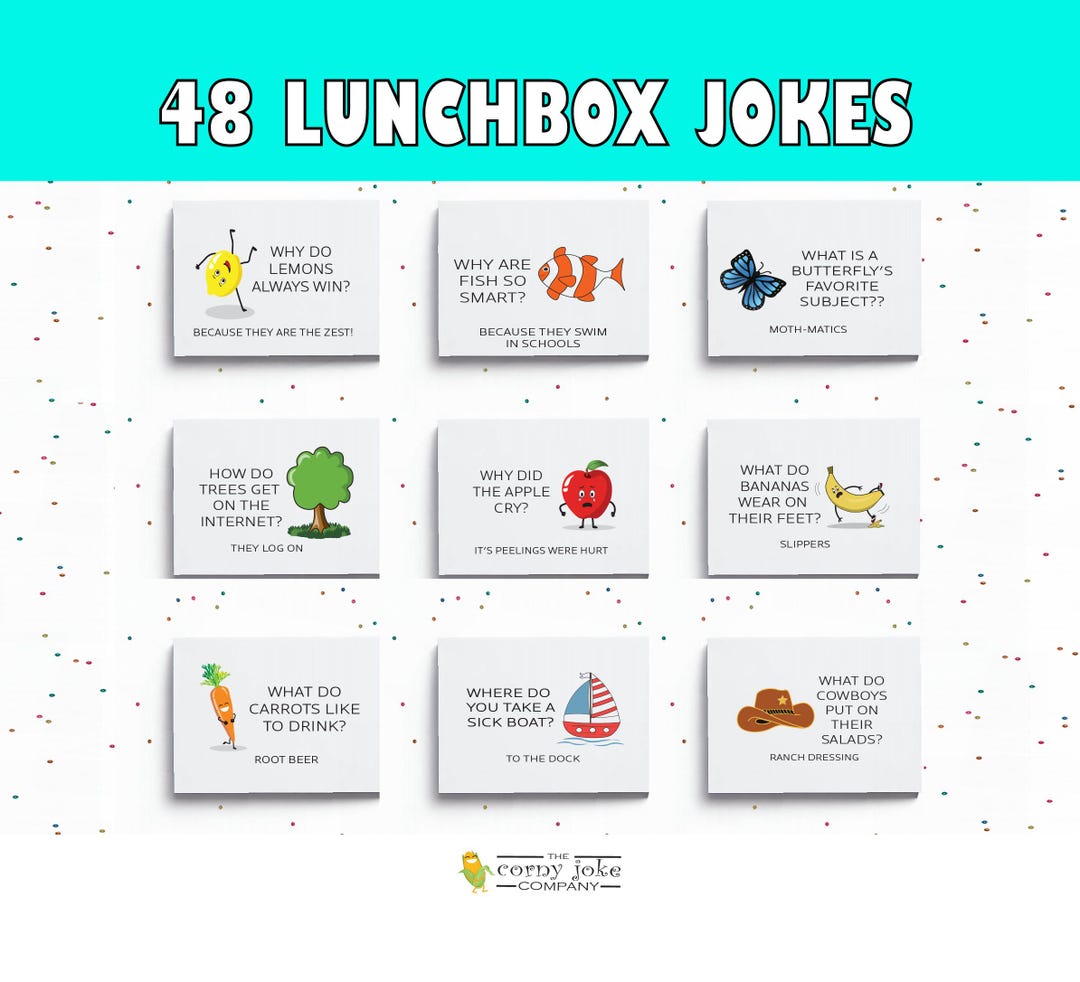 Humor Box Lunchbox Jokes, Printable Lunch Box Humor for Kids, Funny School Notes ...