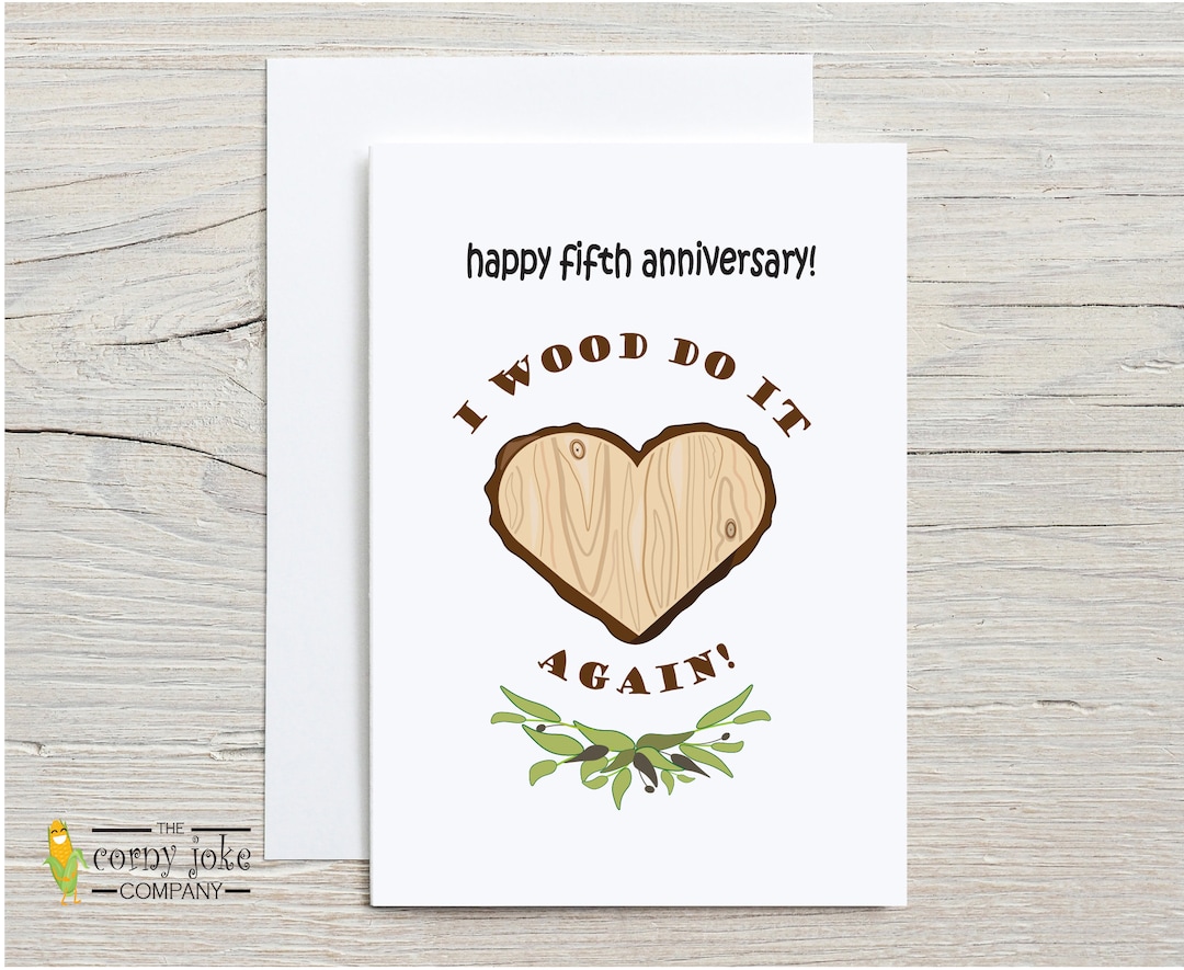 Wood 5th Anniversary Card, Funny Pun 5 Year Gift for a Husband or Wife ...