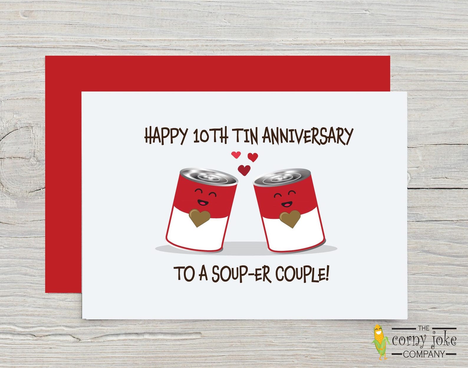 10th Anniversary Card, Tin Anniversary Card for a Couple With Soup Pun ...