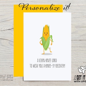 Knee Replacement Get Well Soon Card, Funny Recovery Card Perfect for ACL Injury or Knee Surgery With a Knee Joke, optional personalization
