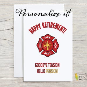 Carta di pensionamento del vigile del fuoco, carta di ufficiale del fuoco in pensione, regalo per il capo dei vigili del fuoco in pensione con personalizzazione opzionale, regali divertenti per i vigili del fuoco