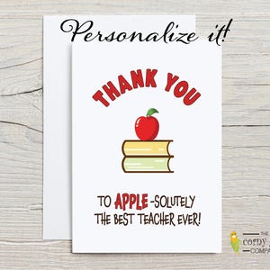 Tarjeta para el mejor maestro, tarjeta de agradecimiento para el maestro, regalo de agradecimiento para el maestro mentor con un juego de palabras con manzana, divertido regalo de jubilación para el maestro.