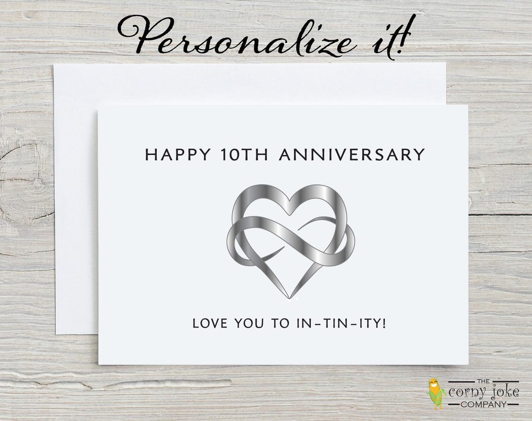 Tin 10th Anniversary Card, Funny 10 Year Personalized Gift for Husband ...