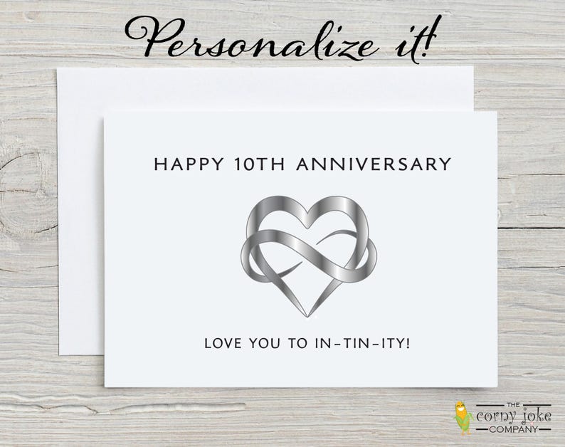 Tin 10th Anniversary Card, Funny 10 Year Personalized Gift for Husband ...