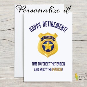 Carte de départ à la retraite de la police, carte de célébration d'un policier à la retraite, cadeau pour policier qui prend sa retraite avec personnalisation facultative, cadeaux rigolos pour flic