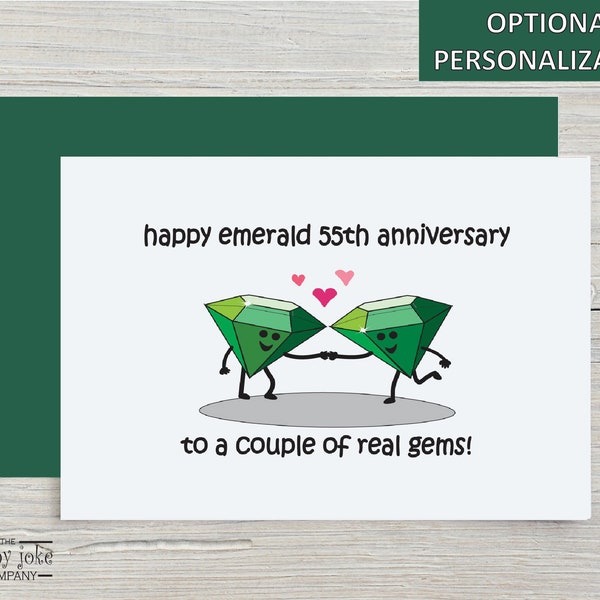 55th Anniversary Card, Emerald Anniversary Card for a Couple, Funny Emerald Anniversary Gift to Celebrate 55 Years, Pun Card for Mom and Dad