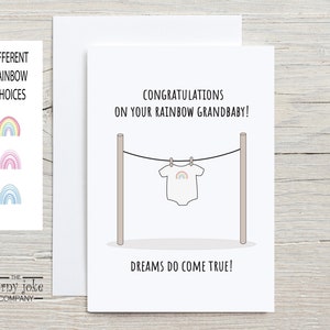 Carte de bébé arc-en-ciel pour les nouveaux grands-parents, carte de baby shower arc-en-ciel, cadeau de bienvenue pour grand-mère et grand-père avec des arcs-en-ciel colorés