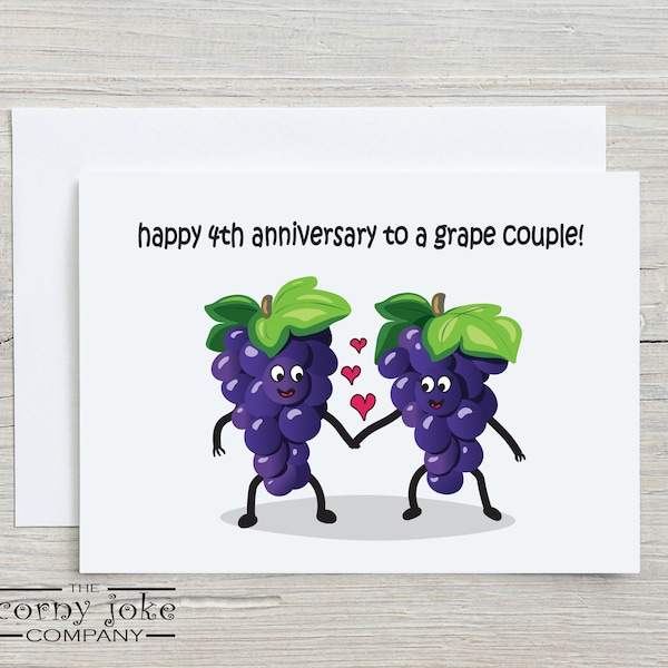 4th Anniversary Card with Fruit Pun | Funny Fourth Anniversary Card | Fruit Anniversary Card | Four Years Pun Card