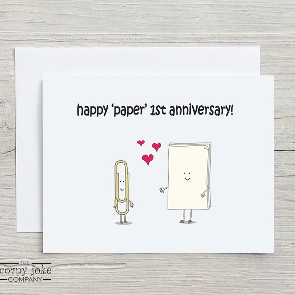 1st Anniversary Card, Paper Anniversary Card, 1 Year Anniversary Gift for Husband, Gift for Wife, First Wedding Anniversary Gift for Couple