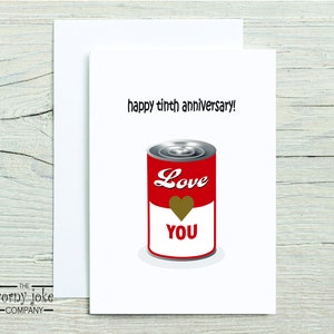 Carte de 10e anniversaire, carte d'anniversaire en étain, cadeau d'anniversaire de mariage de 10 ans pour mari, pour lui avec jeu de mots soupe-er ; Cadeau pour femme, pour elle
