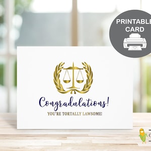 Printable Law School Graduation Card, Bar Exam Lawyer Gift, Celebration Card with Legal Pun for Law School Graduate for Digital Download