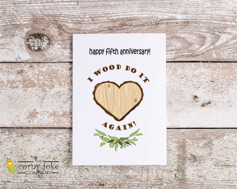 Wood 5th Anniversary Card, Funny Pun 5 Year Gift for a Husband or Wife ...