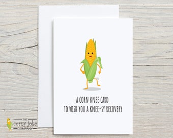 Get Well Soon Card for Knee Replacement, Funny Recovery Card Perfect for ACL Injury or Knee Surgery With a Corny Knee Pun Joke