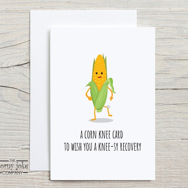 Get Well Soon Card for Knee Replacement, Funny Recovery Card Perfect for ACL Injury or Knee Surgery With a Corny Knee Pun Joke