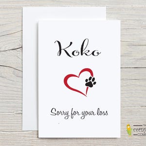 Tarjeta de condolencias para mascotas, tarjeta personalizada por la pérdida de una mascota, regalo para amantes de los perros por la pérdida de una mascota, tarjeta de condolencias para amantes de los gatos, regalo personalizado por el duelo de una mascota